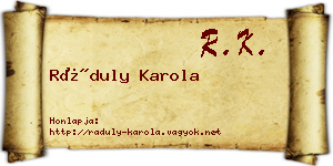 Ráduly Karola névjegykártya